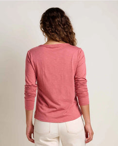 Marley Long Sleeve V-Neck Tee - Dusty Cedar