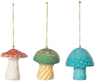 Mushroom Gems Paper Mache Christmas Tree Ornaments