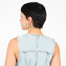 Patchwork Tube Beaded Hoop Earrings (Multiple Colors)