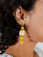 Painted Daisy Dangle Earrings Chartreuse