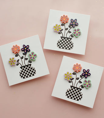 Hand-Painted Flower Stud Earrings Set
