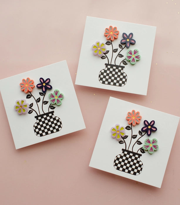 Hand-Painted Flower Stud Earrings Set