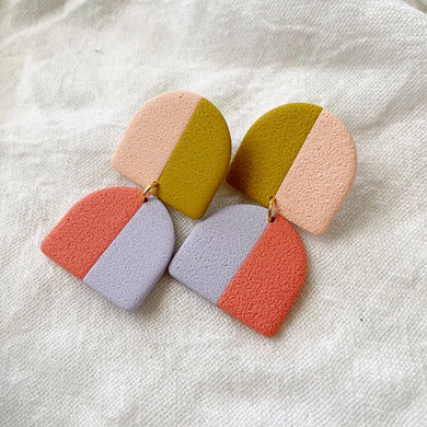 Poppy | Colorblock Dangle Polymer Clay Earrings