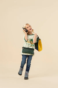 Give A Hoot, Don't Pollute Youth Short Sleeve Ringer Tee - Pistachio/Palm Leaf