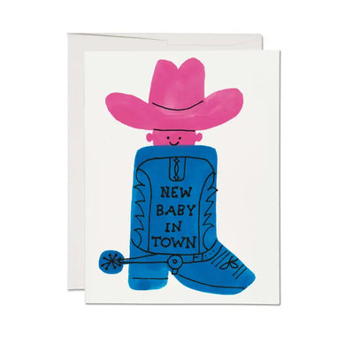 Baby Boot New Baby In Town Greeting Card