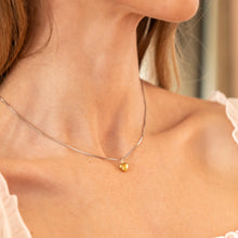 Waterproof Dainty Two-Tone Puffy Heart Necklace