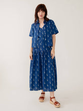 Benji Button Down Shirt - Hand Block Printed Indigo Goose