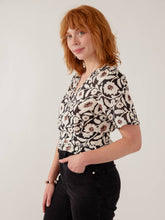 Wren Wrap Top Black & White Floral