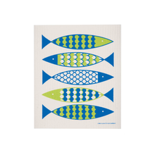 Blue & Green Fish by Mark Brethelm Swedish Dishcloth