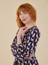Greta Long Sleeve Dress in Lounge Cats Navy