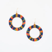 Circle Hoop Earrings With Square Designs Hoop Earrings (Multiple Colors)