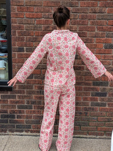 Women’s Cotton Pajama Set – Rose Garden