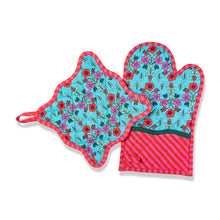 Floral Quilted Oven Mitt & Pot Holders – Bright, Playful Kitchen Essentials