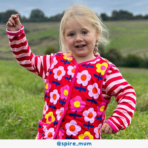 Organic Pink Flower Print Reversible Gilet/Vest