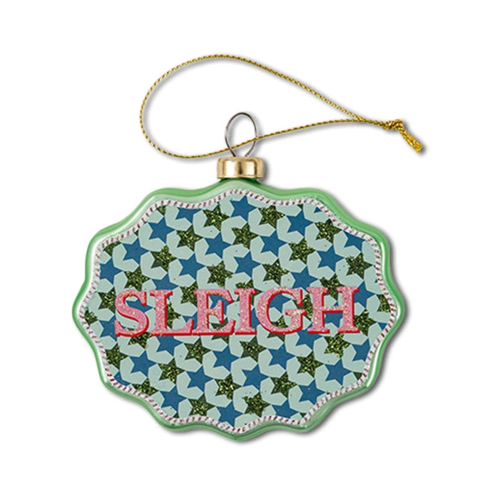 Sleigh Scallop Glass Ornament