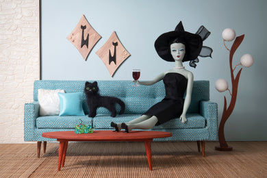 Black Cat Barbie Print