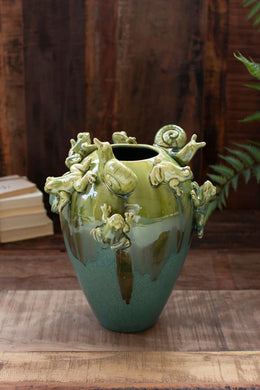 Frogs & Snails Ceramic Vase