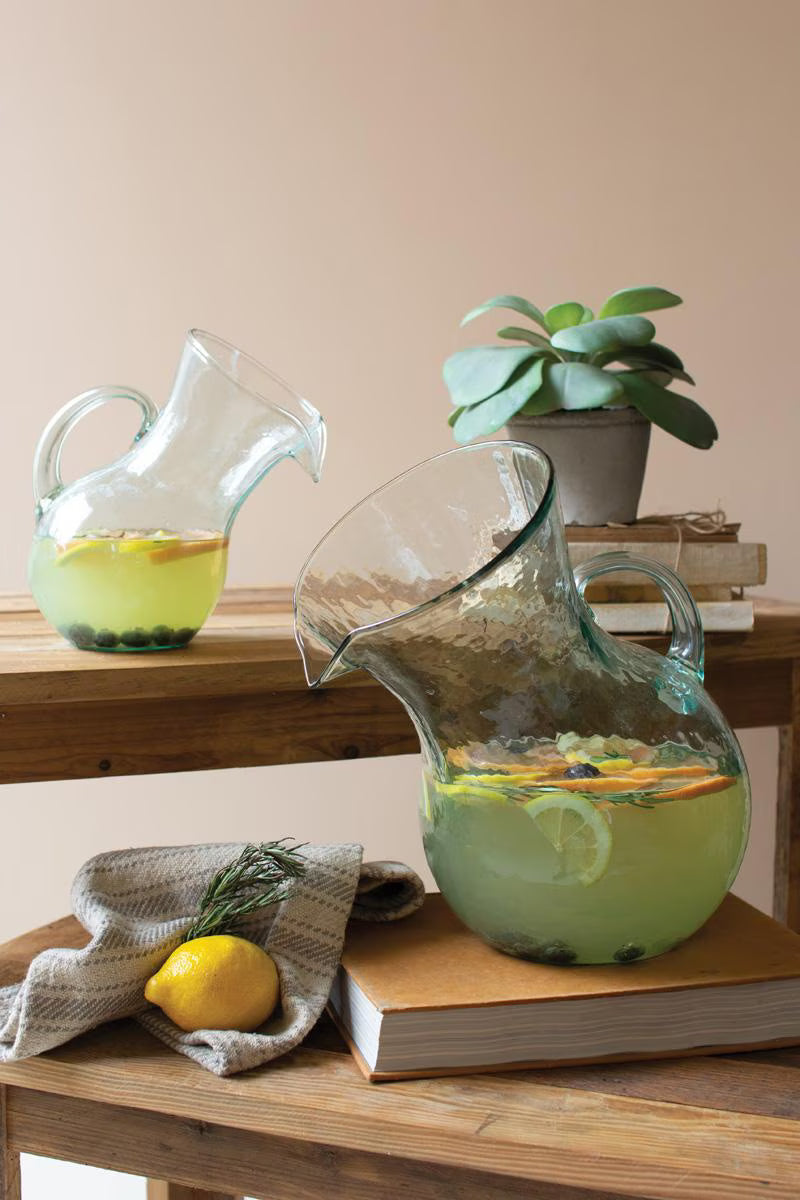Handcrafted Tilted Glass Pitchers (Two Sizes)