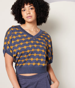 Carina Sweater - Lead/Ochre Stripe