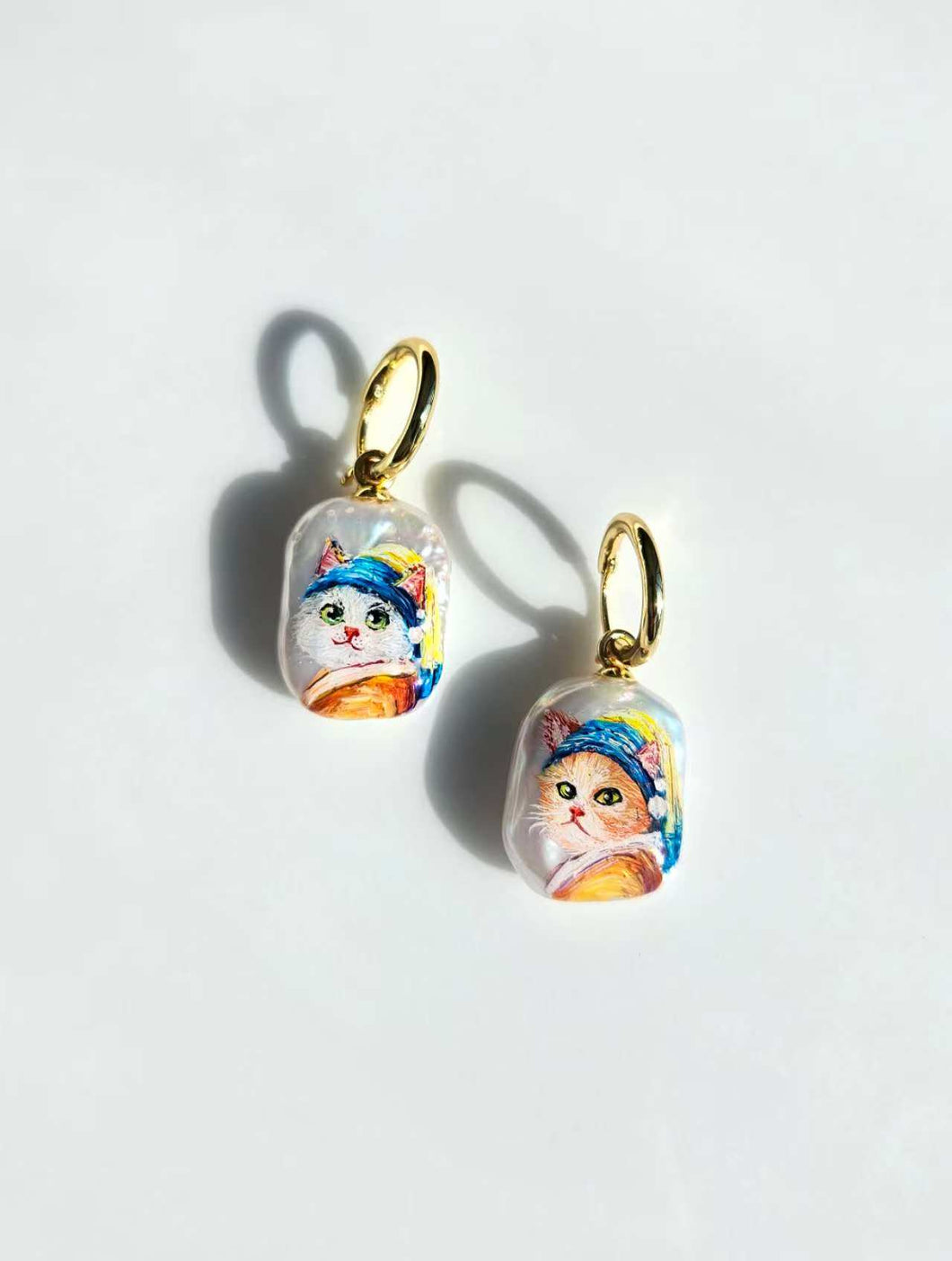 Hand-Painted Baroque Pearl Dangle Earrings