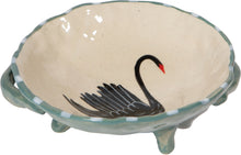 Swan Song Hand Painted Footed Bowl