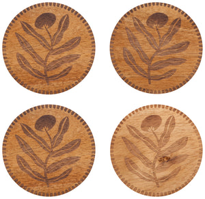 Entwine Engraved Acacia Wood Coasters (Set of 4)