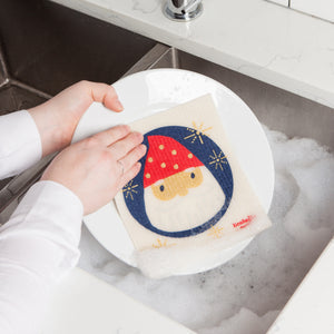 Santa Ornament Swedish Dishcloth