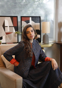 Brenda Jacket – Blue Denim with Orange Embroidery