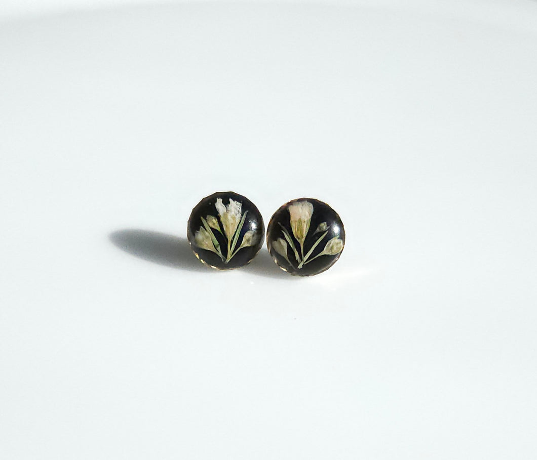 Black Flower Bud Stud Earrings (Multiple Flower Styles)