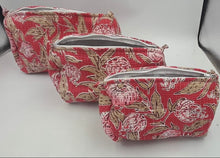 Coral Bloom Quilted Cosmetic Bag (3 Sizes, Sold Individually)