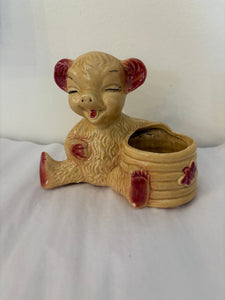 Vintage Bear With Honey Pot Planter