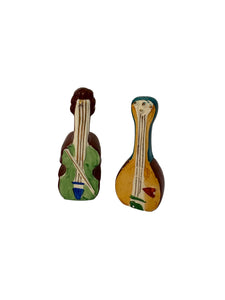 Vintage Hand-Painted Musical Instrument Salt & Pepper Shakers