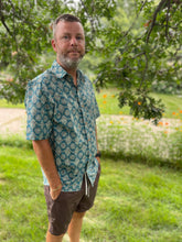 Men's Button Down Shirt— Blue Medallion