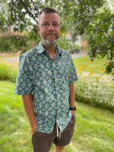 Men's Button Down Shirt— Blue Medallion