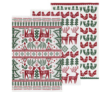 Folk Forest Christmas Bakers Floursack Dishtowels (Set of 3)