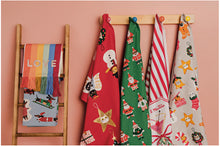 Bauble Cats Embellished Holiday Dishtowel in Red