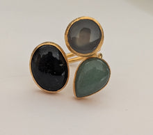 Three Stone in Gold Band Ring