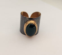 Wide Band Ring with Natural Stone or Pearl