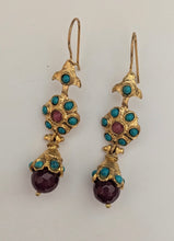 Turquoise and Plum Color Earrings