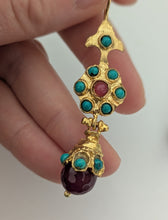 Turquoise and Plum Color Earrings