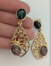 Teardrop Earrings with Two Stones