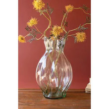 Large Glass Melon Vase with Ruffled Edge