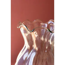 Large Glass Melon Vase with Ruffled Edge