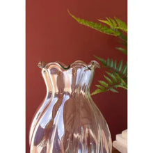 Large Glass Melon Vase with Ruffled Edge