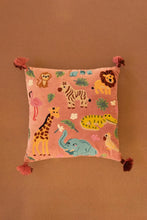 Embroidered Velvet Pillow with Animals