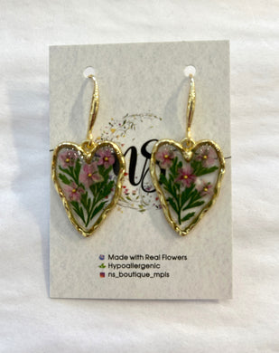 Fern & Didiscus Heart Earrings