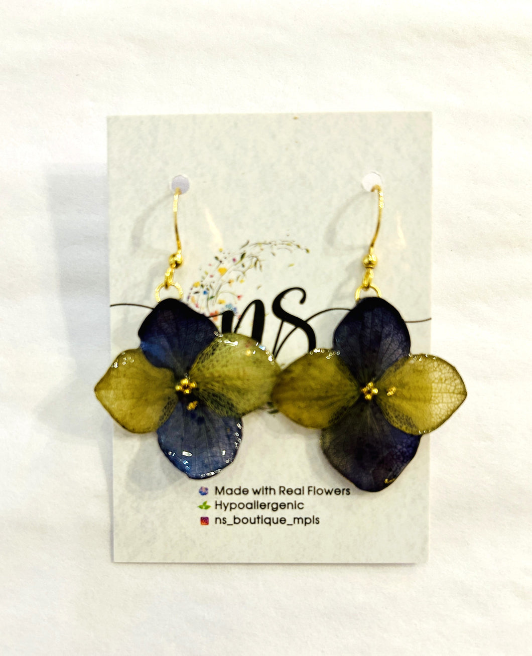 Blue & Green Hydrangea Earrings