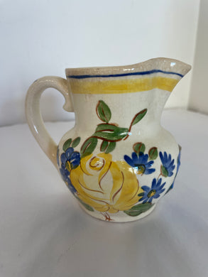 Vintage/Previously Adored Mini Yellow, Blue, Floral Pitcher/Creamer