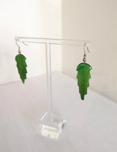 Earrings - Horn with Resin Green Leaf -Handcrafted in Madagascar