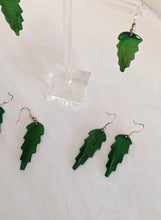 Earrings - Horn with Resin Green Leaf -Handcrafted in Madagascar